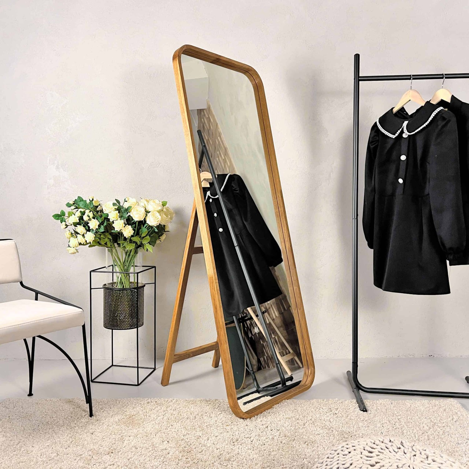 Miroir Plein Pied en Bois Design – Modèle Luxury Wood 160