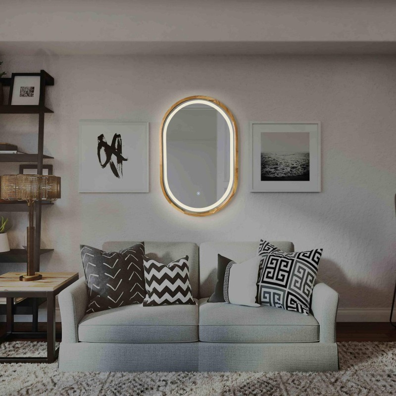 Miroir Ovale en Bois Naturel – Modèle Élégance Wood
