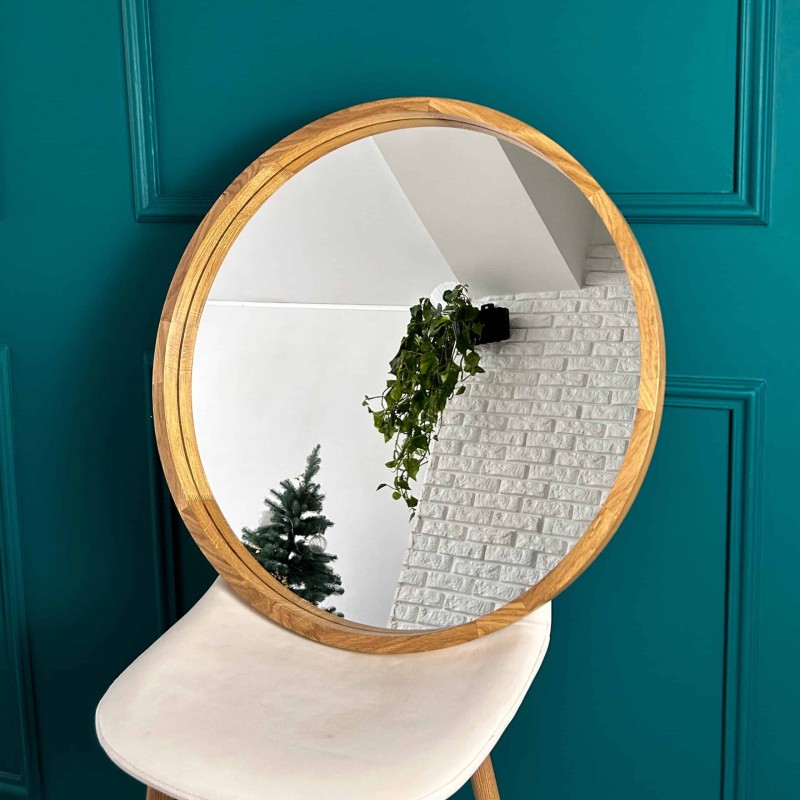 Miroir Rond en Bois Naturel – Modèle Harmony Wood